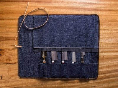 West Japan Tools  格紋牛仔布捲刀袋 (6把刀)