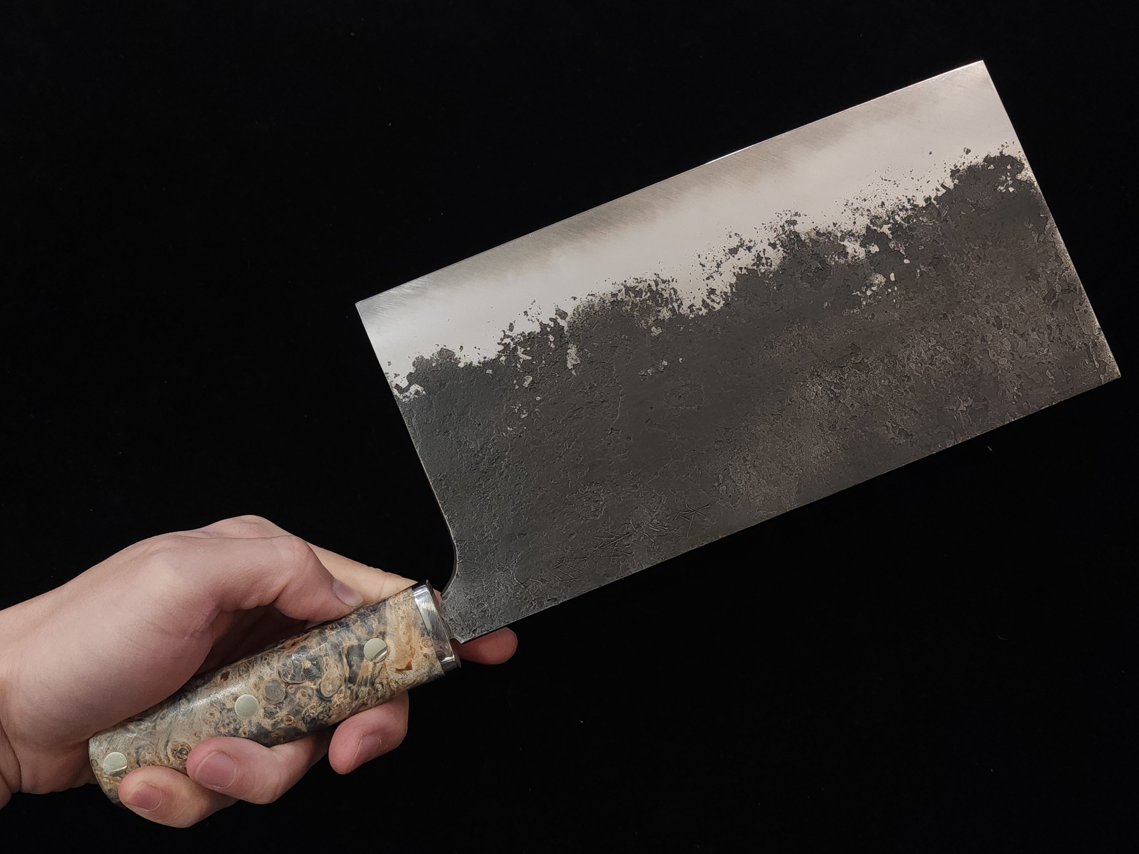 真崎直樹本三枚白二鋼黑梨地中華刀210mm