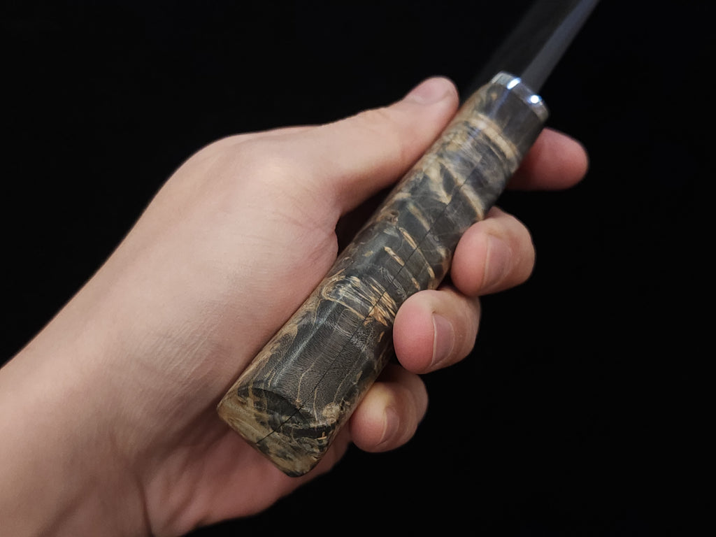 真崎直樹本三枚白二鋼黑梨地中華刀210mm