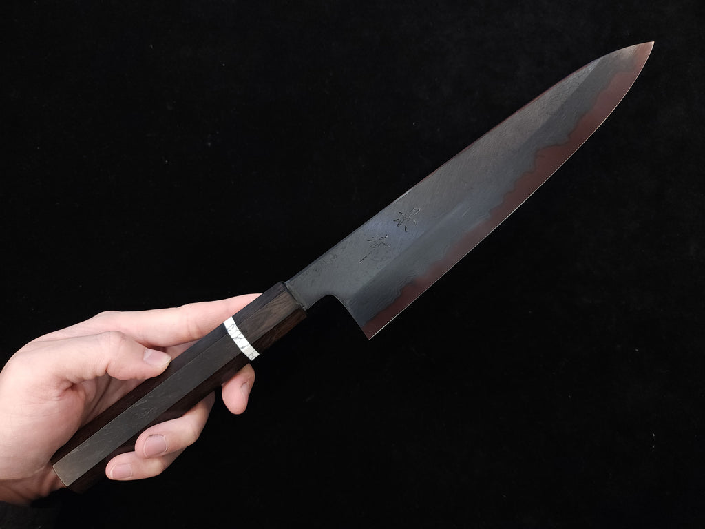 景清青一墨流黑染牛刀240mm連鞘