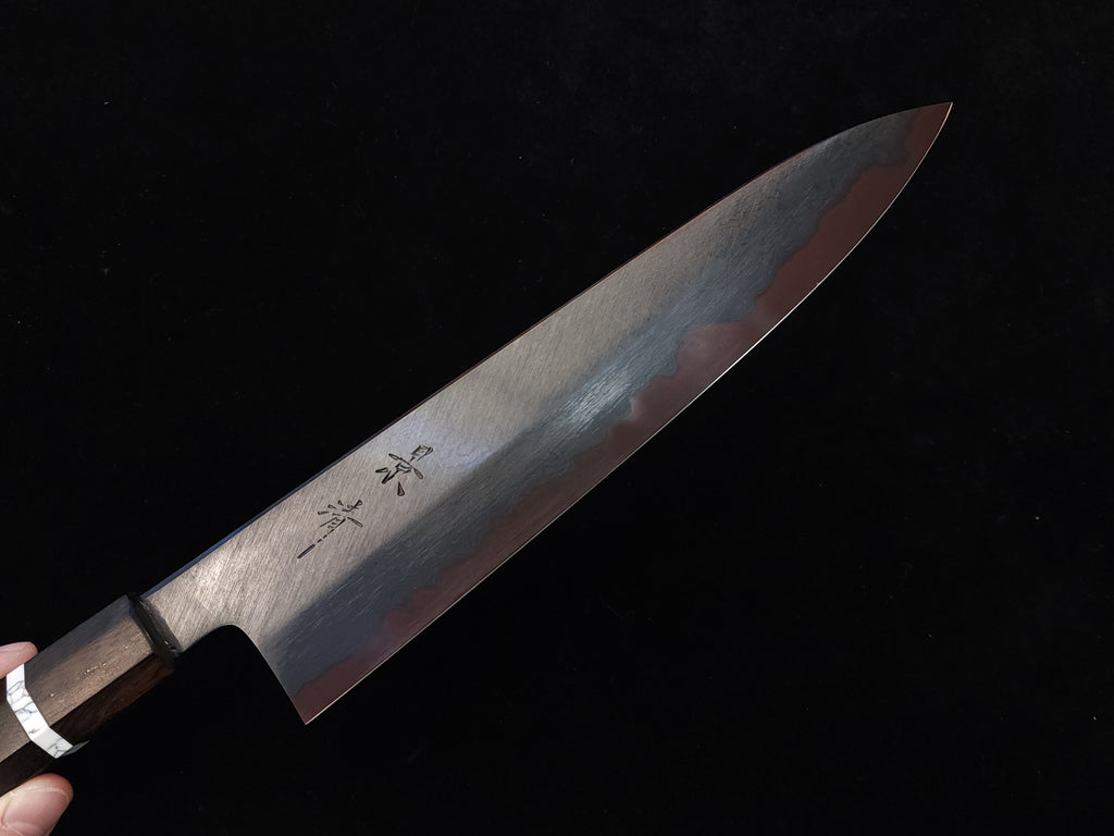 景清青一墨流黑染牛刀240mm連鞘