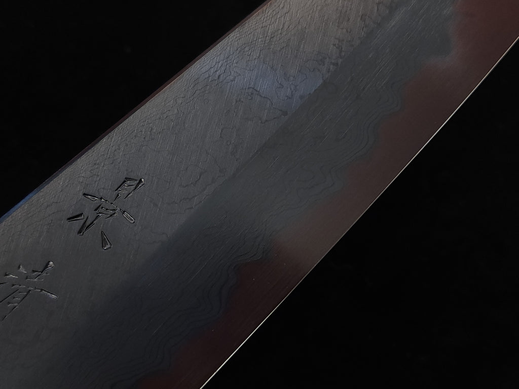 景清青一墨流黑染牛刀240mm連鞘