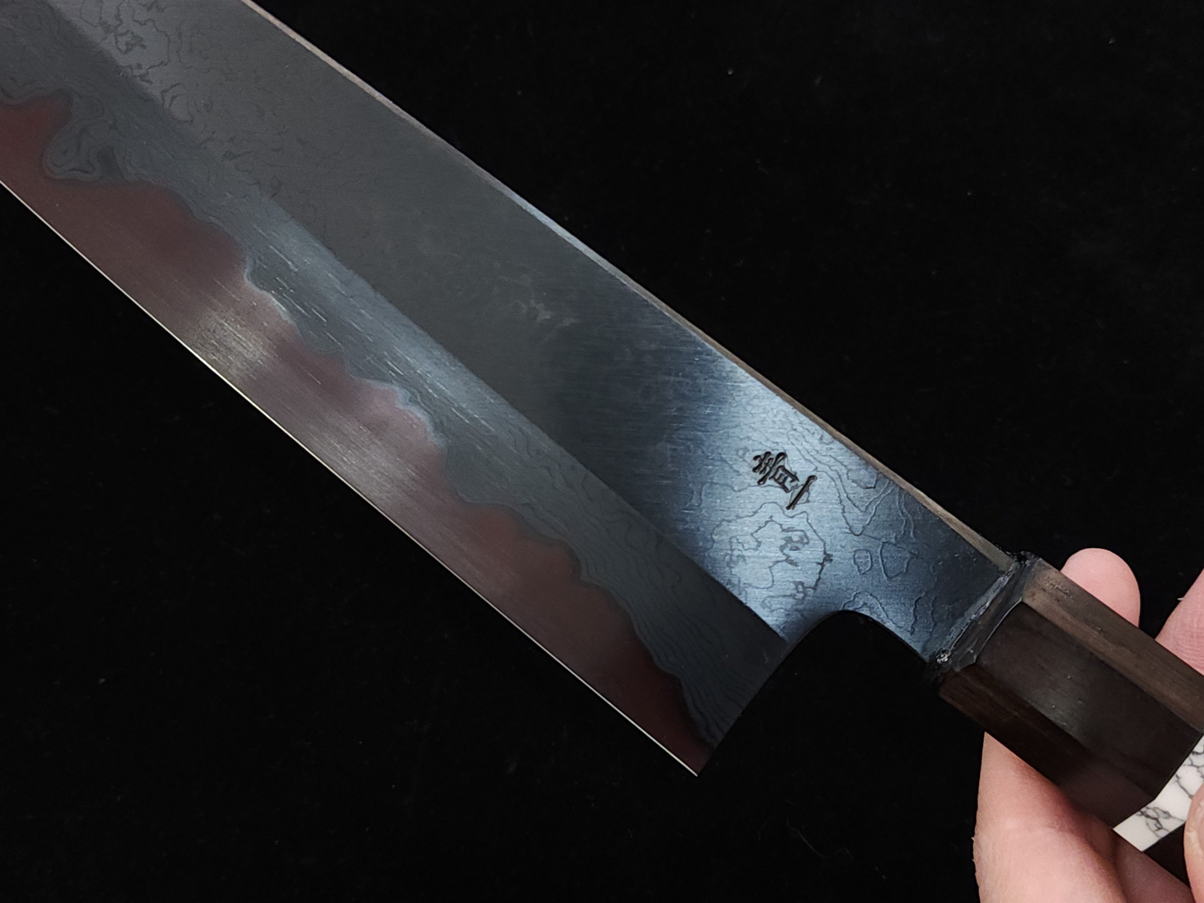 景清青一墨流黑染牛刀240mm連鞘