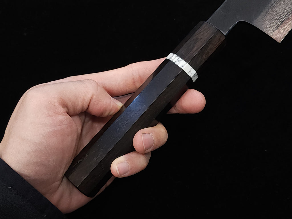 景清青一墨流黑染牛刀240mm連鞘