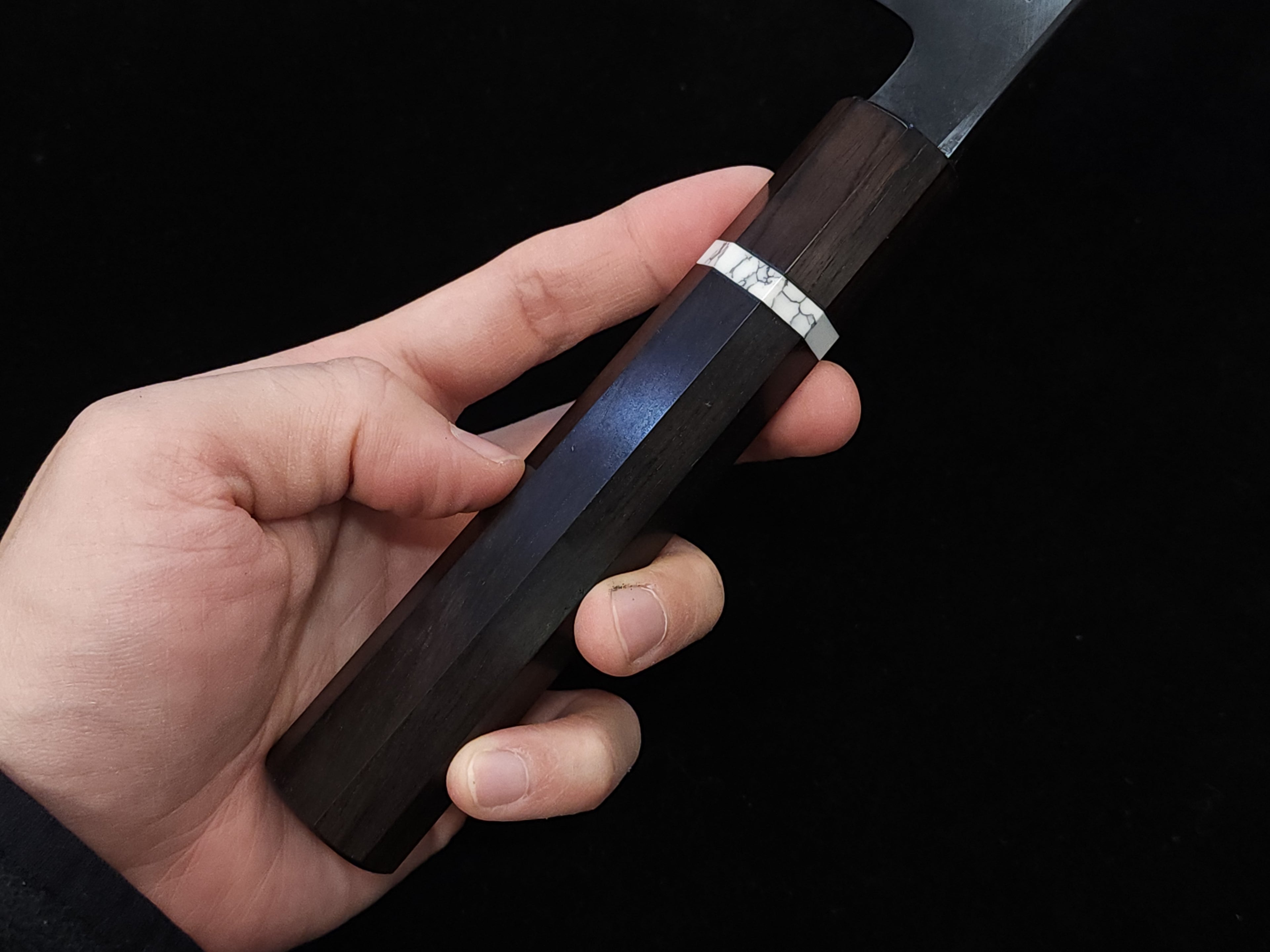 景清青一墨流黑染牛刀240mm連鞘