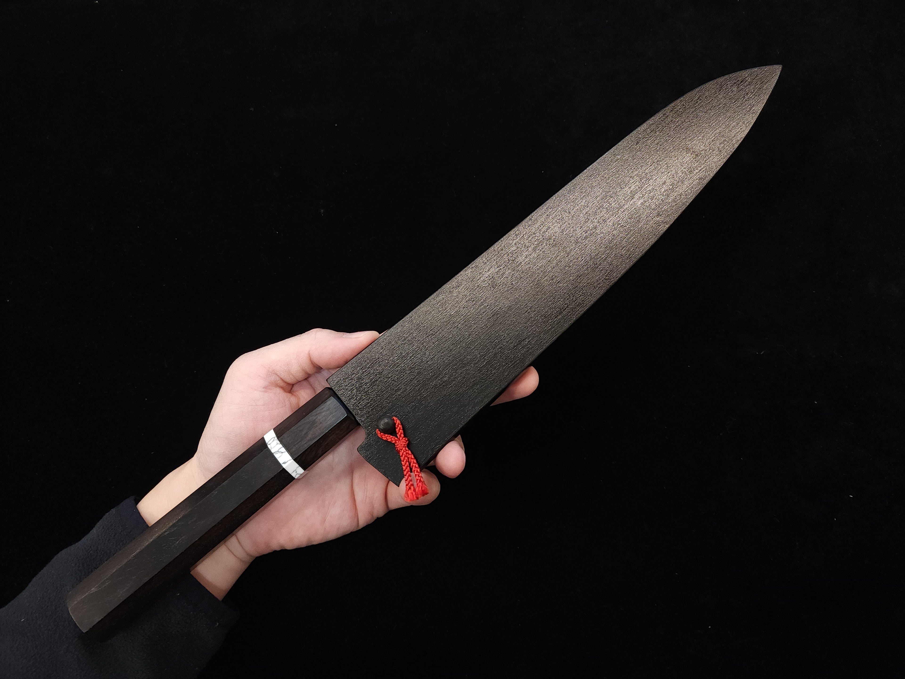 景清青一墨流黑染牛刀240mm連鞘