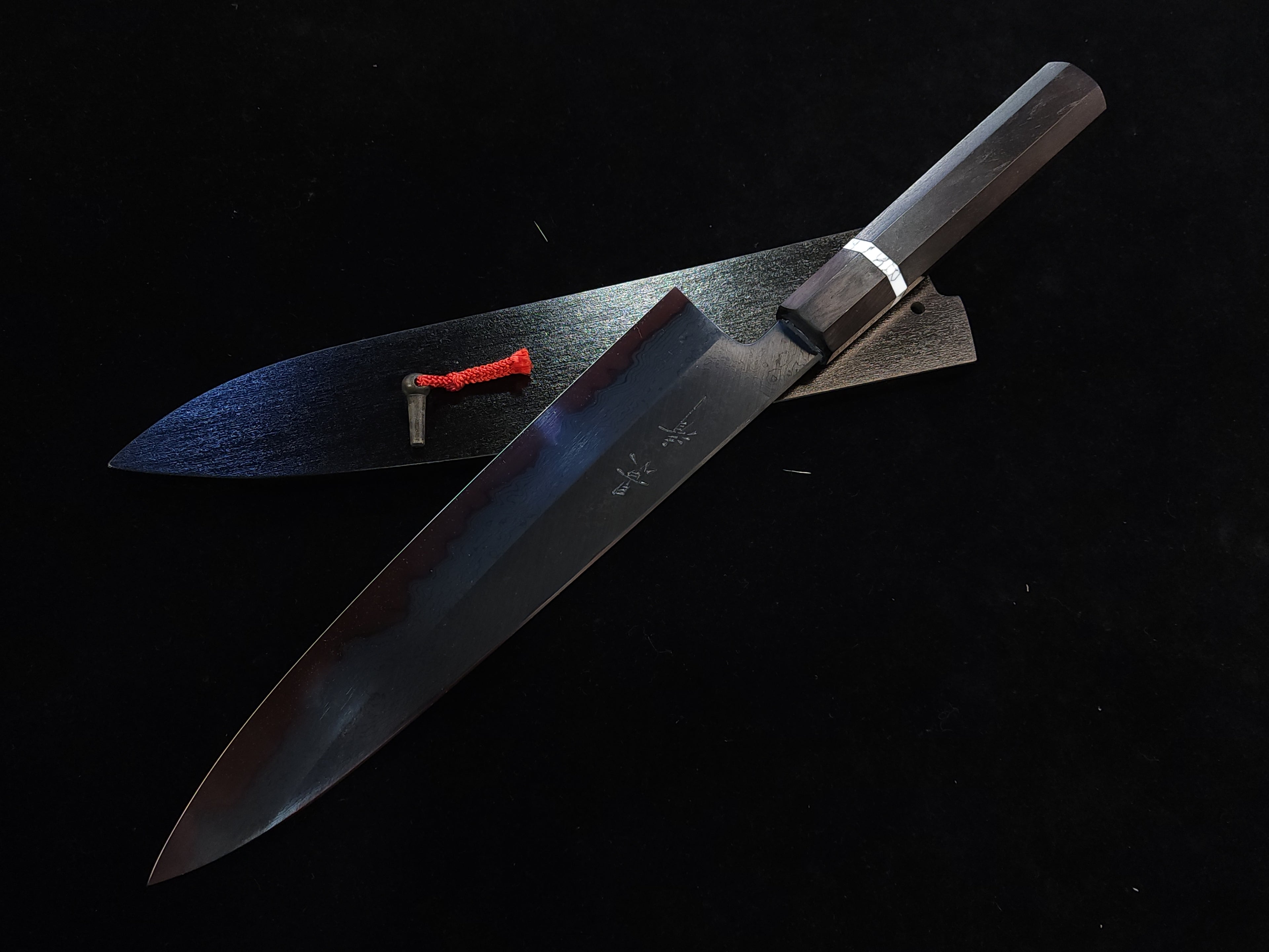 景清青一墨流黑染牛刀240mm連鞘