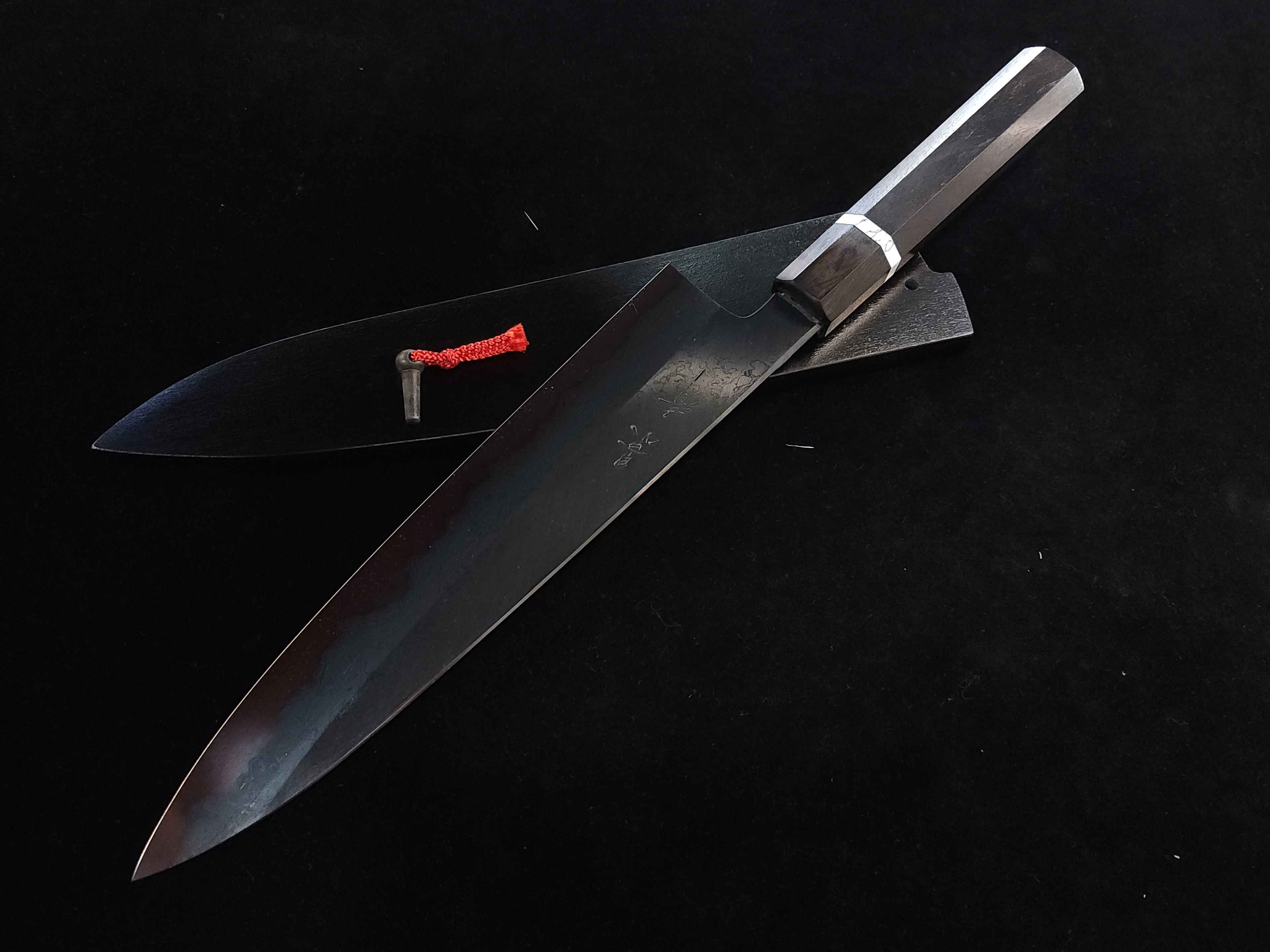 景清青一墨流黑染牛刀240mm連鞘