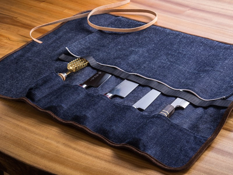 West Japan Tools  格紋牛仔布捲刀袋 (6把刀)