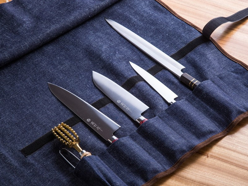West Japan Tools  格紋牛仔布捲刀袋 (6把刀)