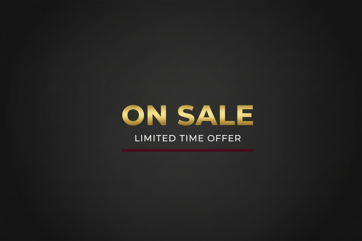 ON SALE banner with dark background
