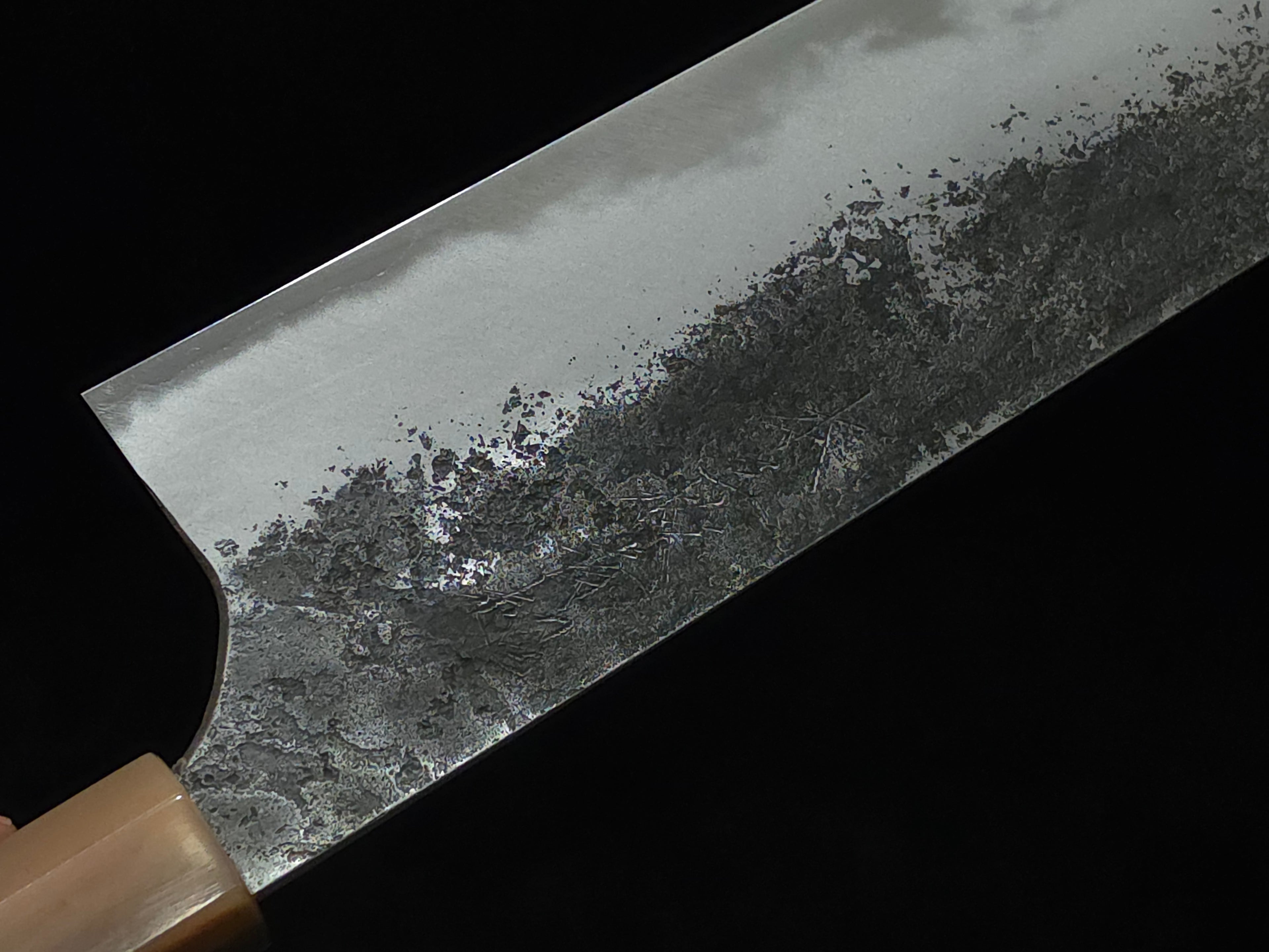真崎直樹本三枚超青鋼黑打梨地切付牛刀270mm