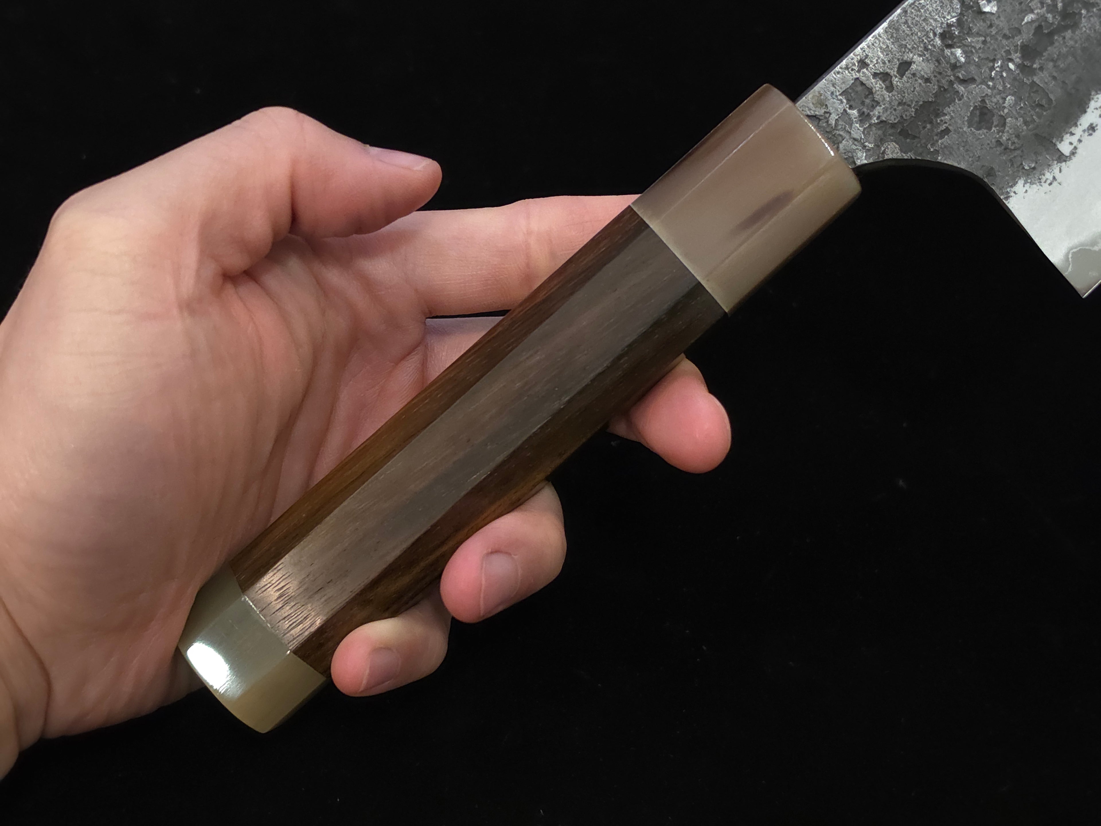 真崎直樹本三枚超青鋼黑打梨地切付牛刀270mm