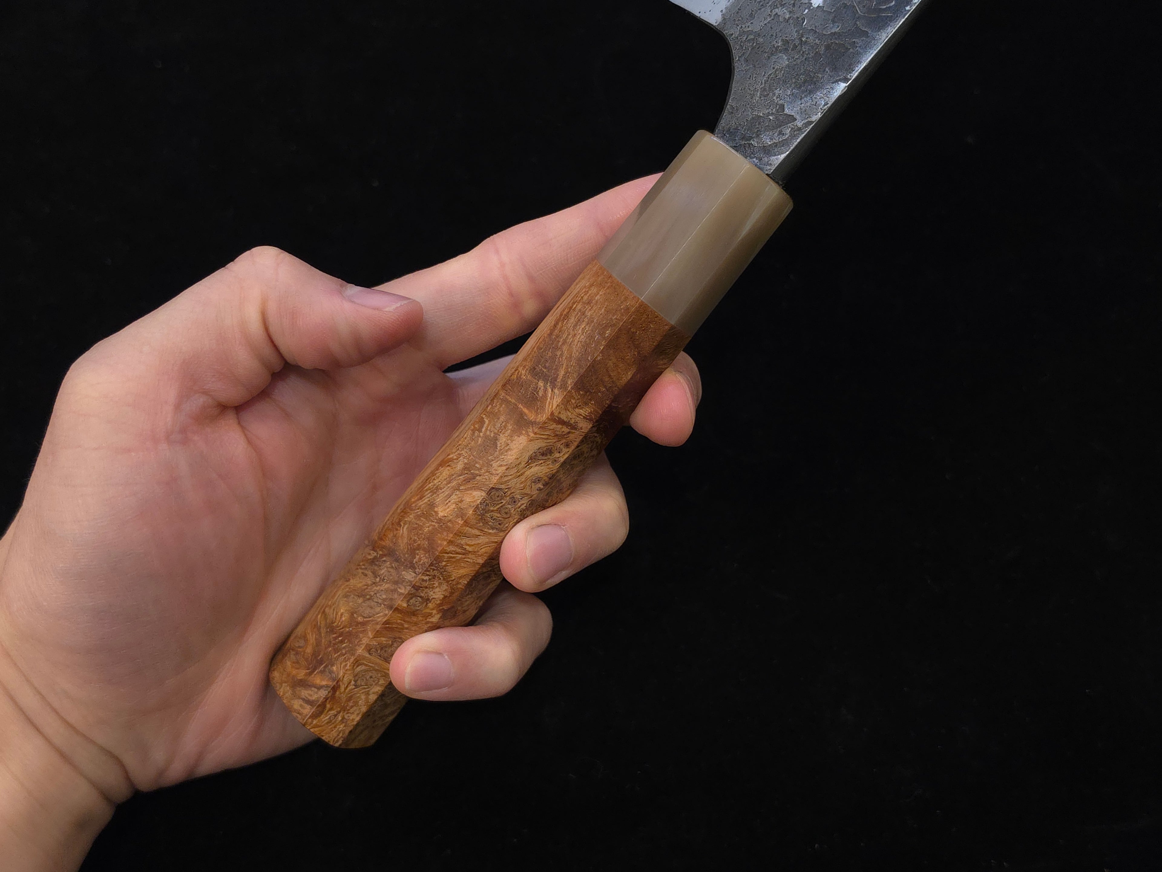 真崎直樹本三枚超青鋼黑打梨地切付牛刀240mm