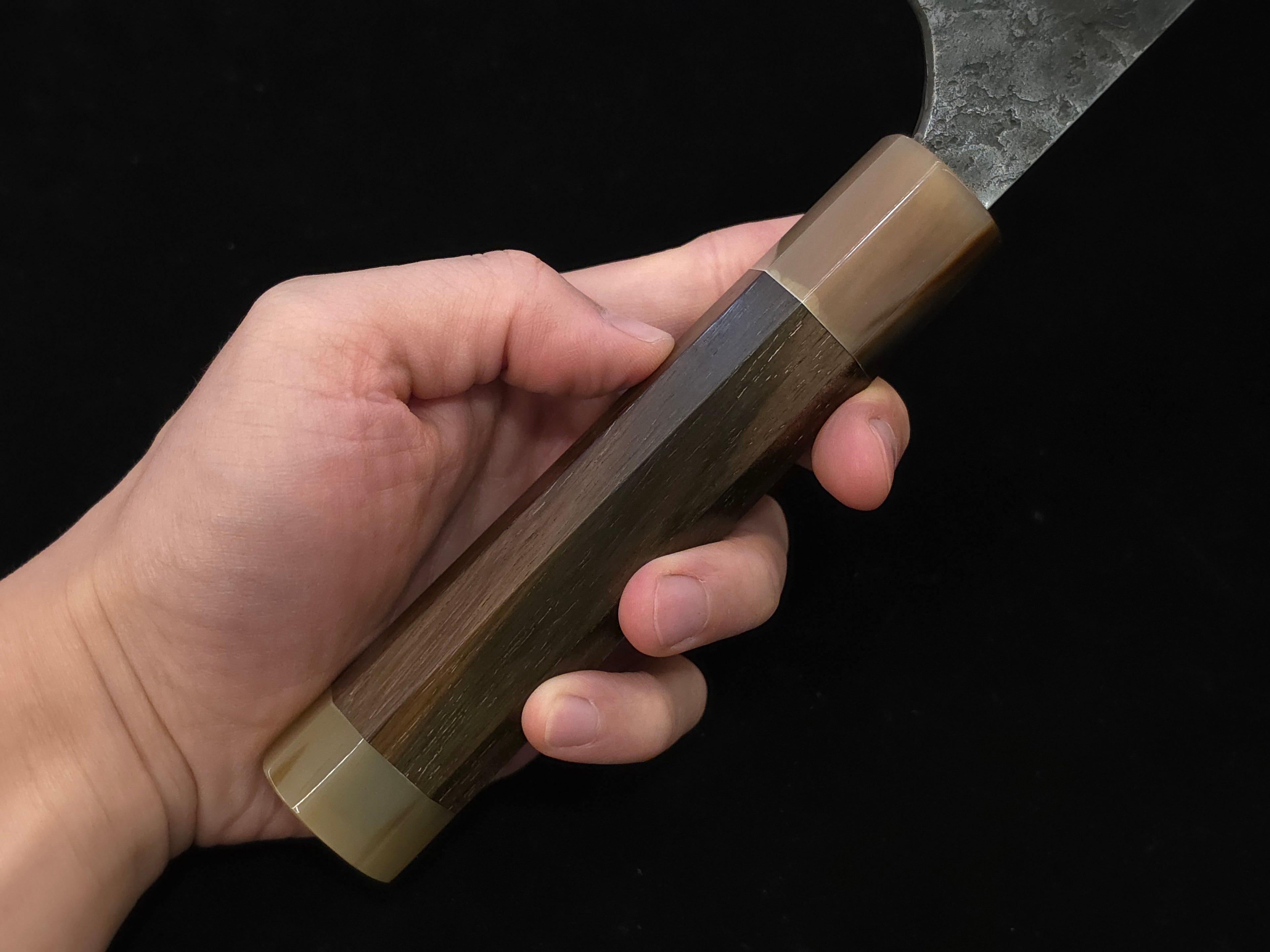 真崎直樹本三枚超青鋼黑打梨地切付牛刀270mm