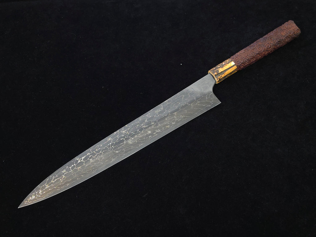 Naoki Mazaki Beads Damascus Shirogami 1 Sujihiki 300mm