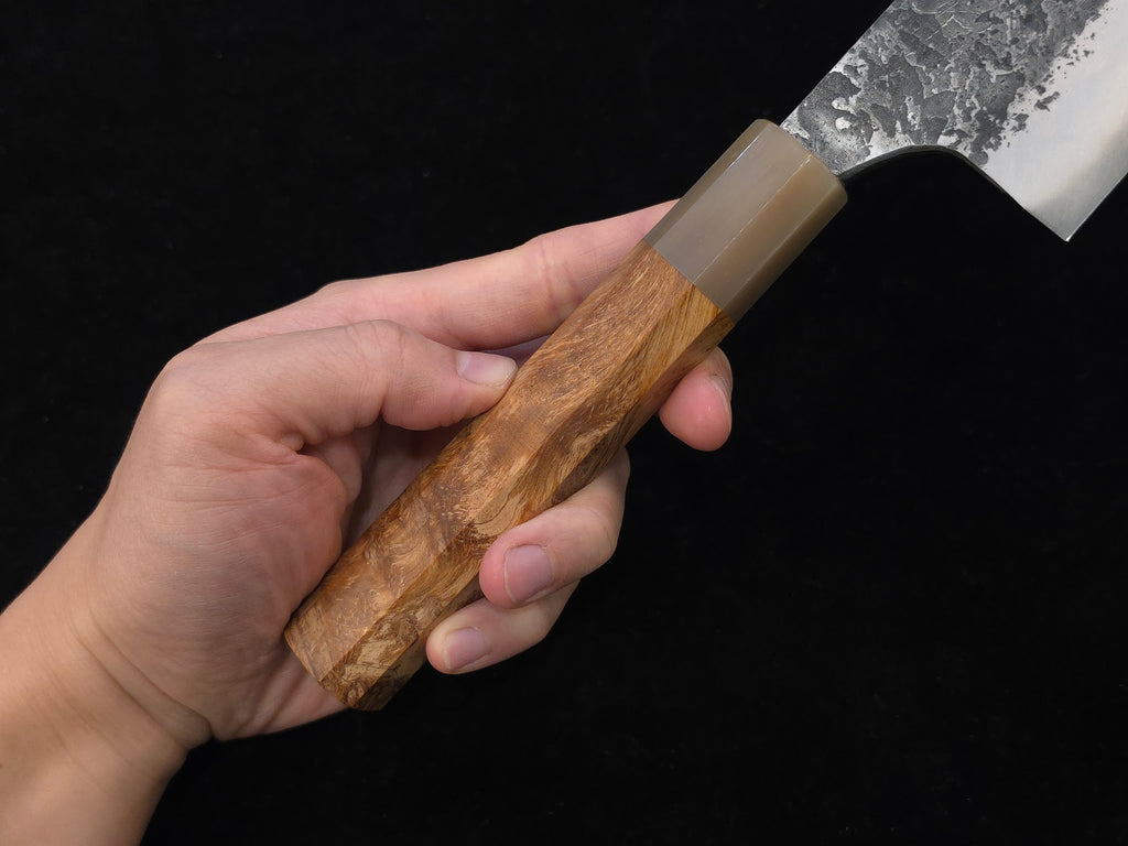 真崎直樹本三枚超青鋼黑打梨地切付牛刀240mm