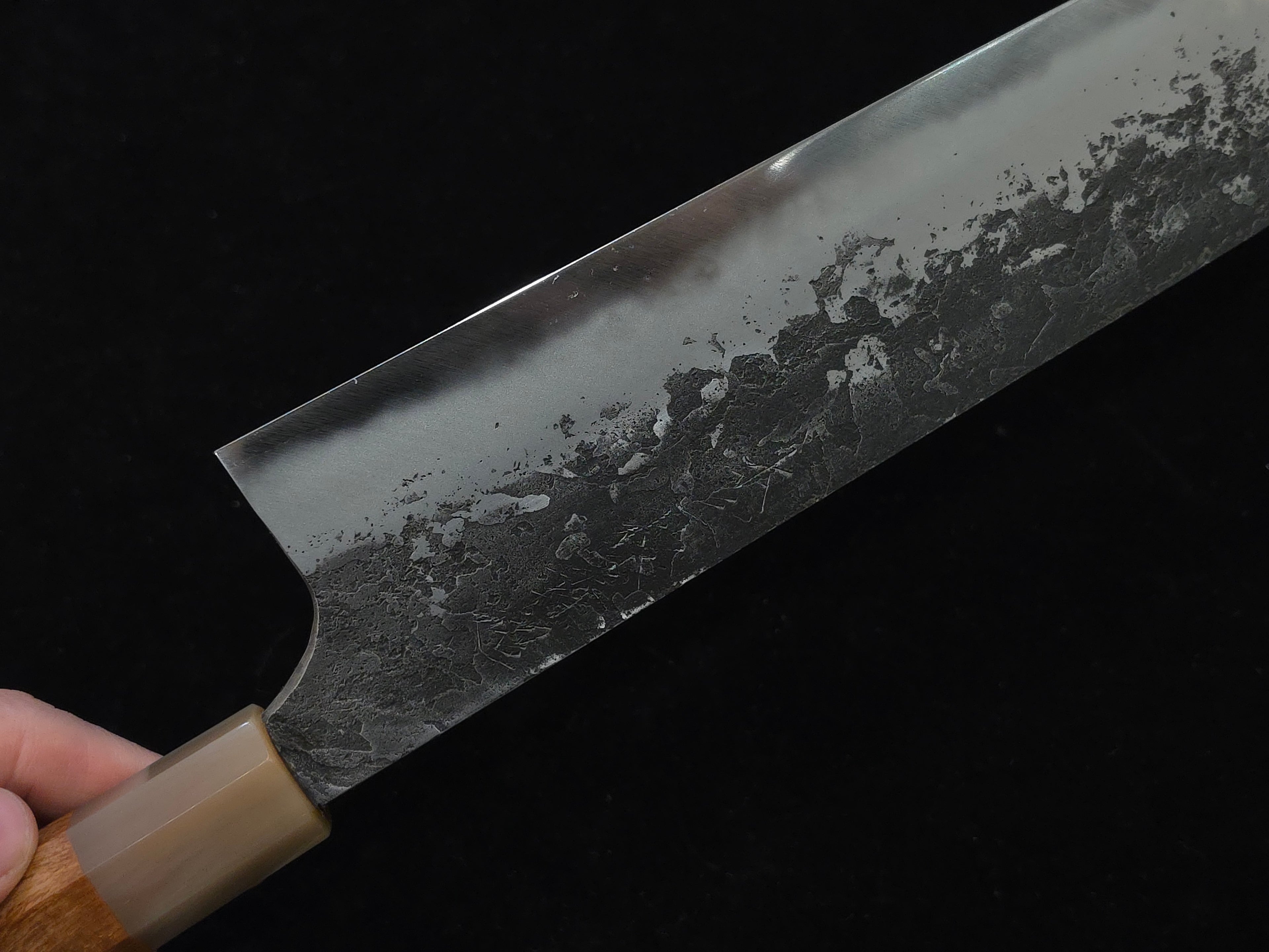 真崎直樹本三枚超青鋼黑打梨地切付牛刀240mm