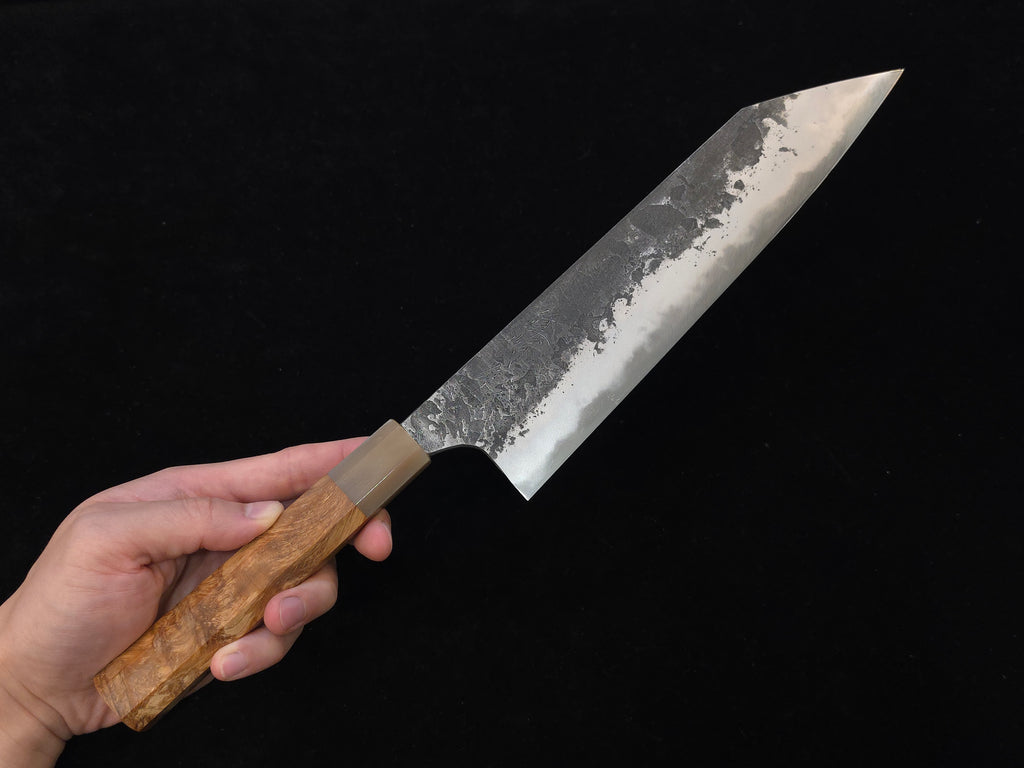 真崎直樹本三枚超青鋼黑打梨地切付牛刀240mm
