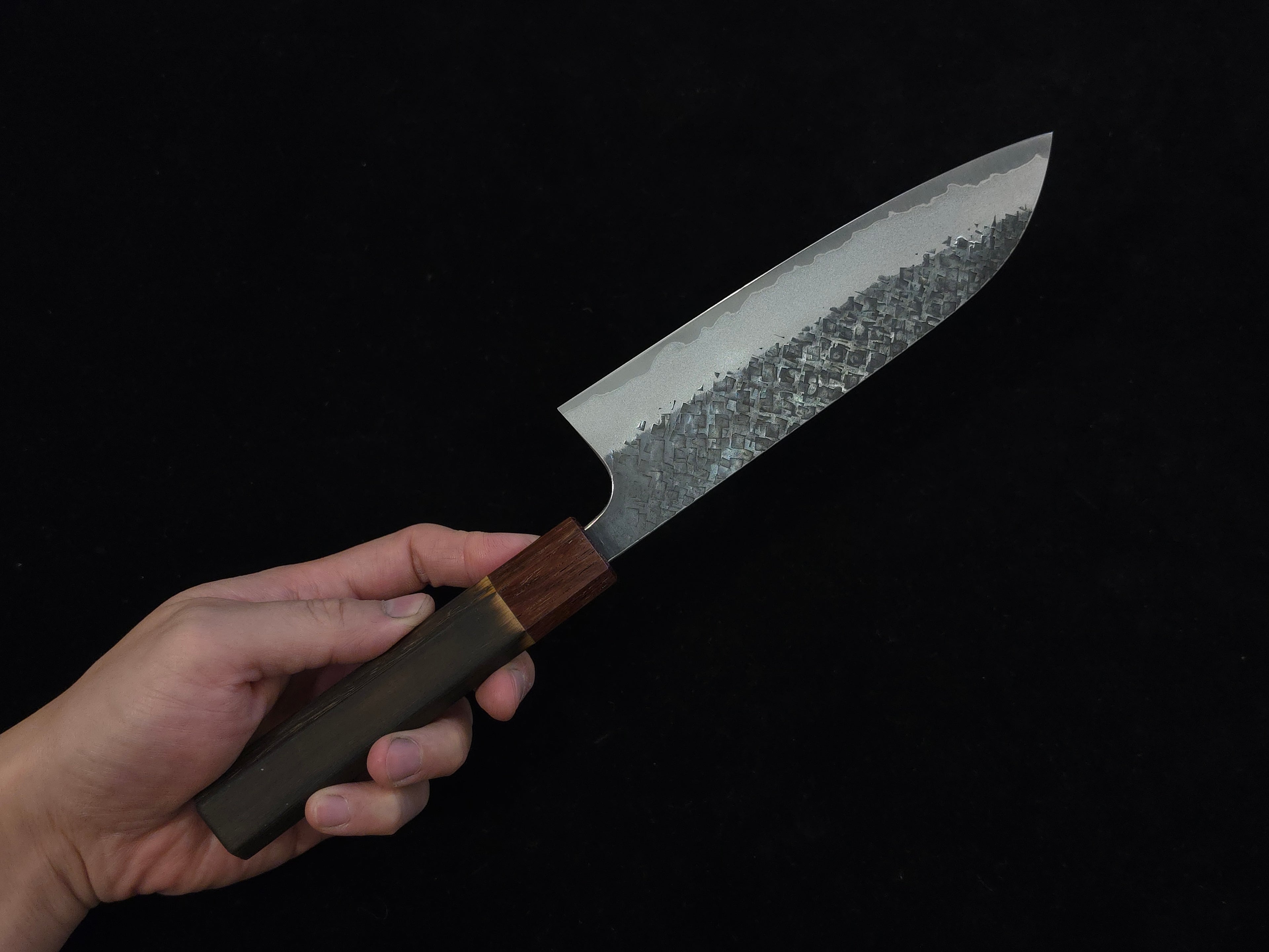 加藤義實超青鋼黑打三德刀170mm
